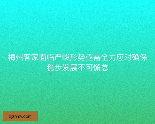 梅州客家面临严峻形势亟需全力应对确保稳步发展不可懈怠