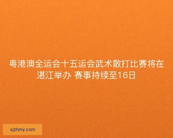 粤港澳全运会十五运会武术散打比赛将在湛江举办 赛事持续至16日
