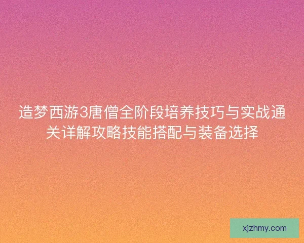 造梦西游3唐僧全阶段培养技巧与实战通关详解攻略技能搭配与装备选择